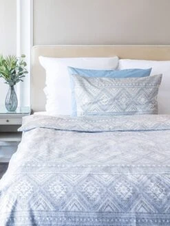 Perkal-Bettwäsche-Set In Blau/ Weiß -Hausdiscounter avance perkal bettwasche set in blau weiss 3