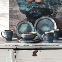 Hausdiscounter -Hausdiscounter butlers geschirr set 16 tlg hilda in dunkelblau 1