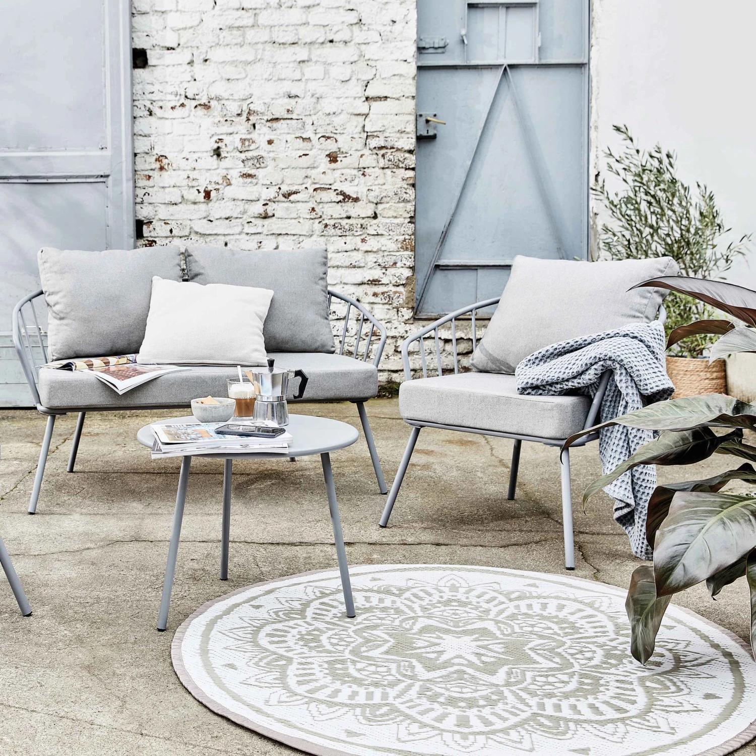 In- & Outdoor-Teppich Flora Ø118cm COLOUR CLASH In Natur-Weiß 2 In- & Outdoor-Teppich Flora Ø118cm COLOUR CLASH In Natur-Weiß – Bild 2