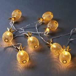 Hausdiscounter -Hausdiscounter butlers led lichterkette ananas 10 lichter mit usb batteriefach miami in gold 1