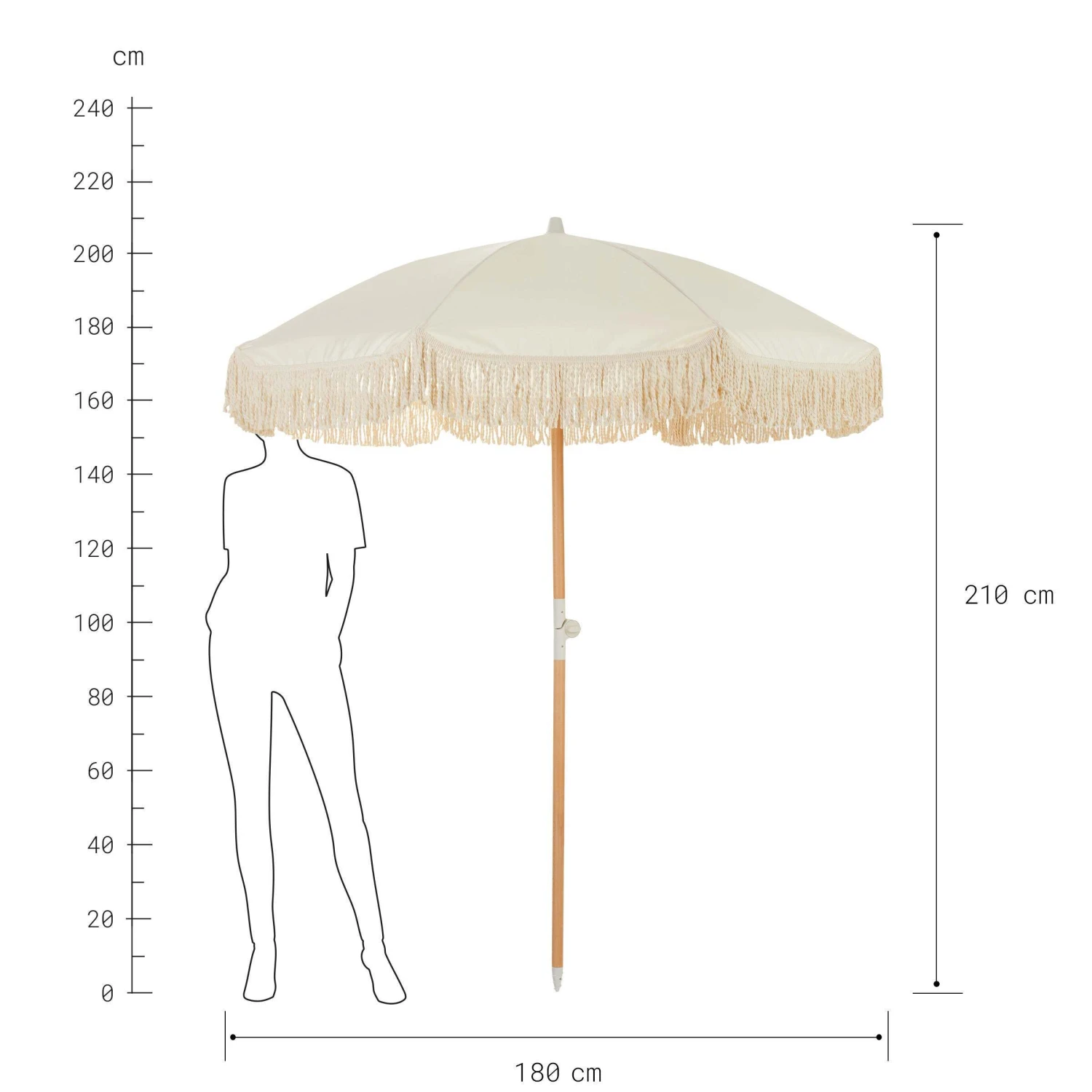 Strandschirm Mit Fransen Ø180cm BOHO LOUNGE In Creme 4 Strandschirm Mit Fransen Ø180cm BOHO LOUNGE In Creme – Bild 4