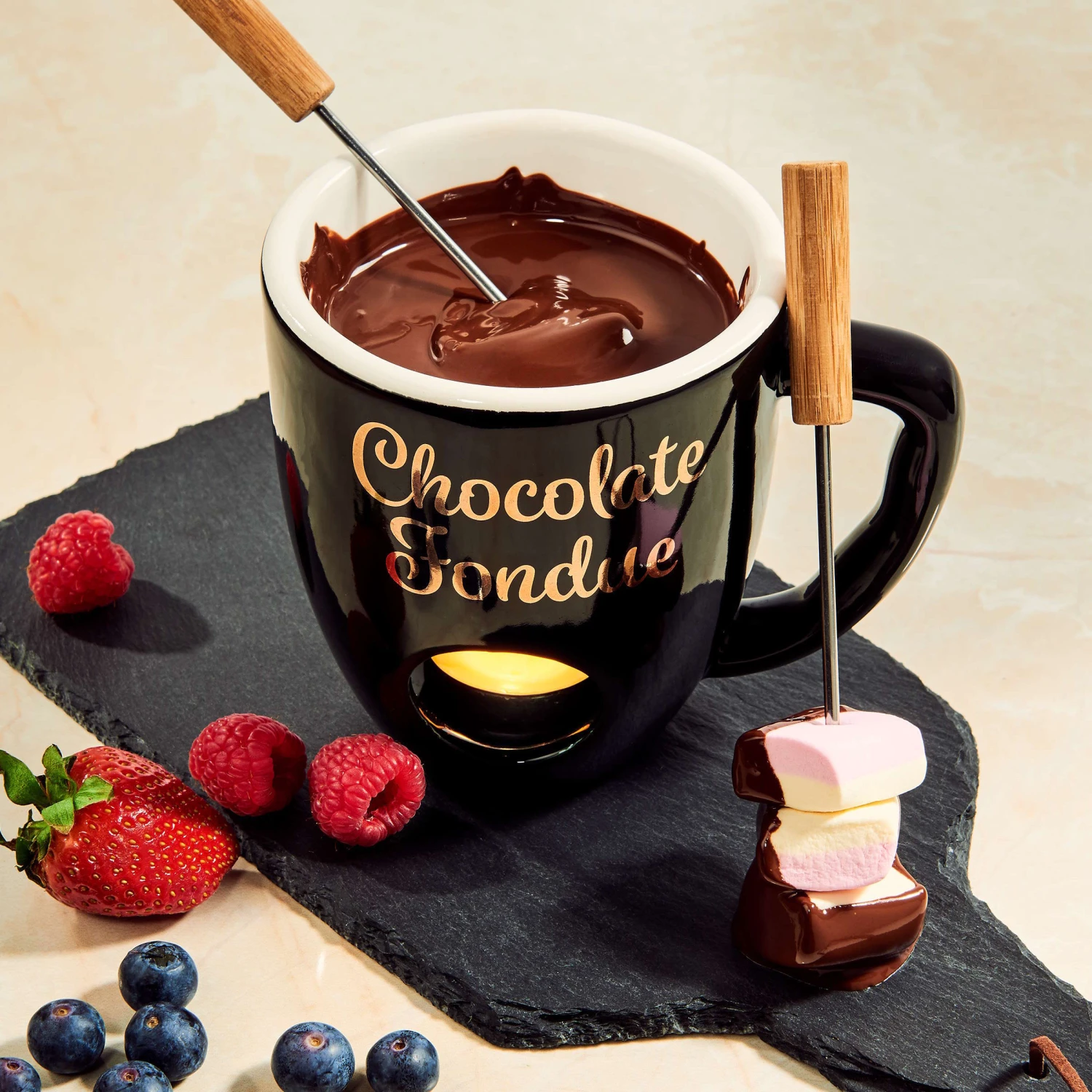 Tasse Mit 2 Gabeln CHOCOLATE FONDUE In Schwarz 2 Tasse Mit 2 Gabeln CHOCOLATE FONDUE In Schwarz – Bild 2