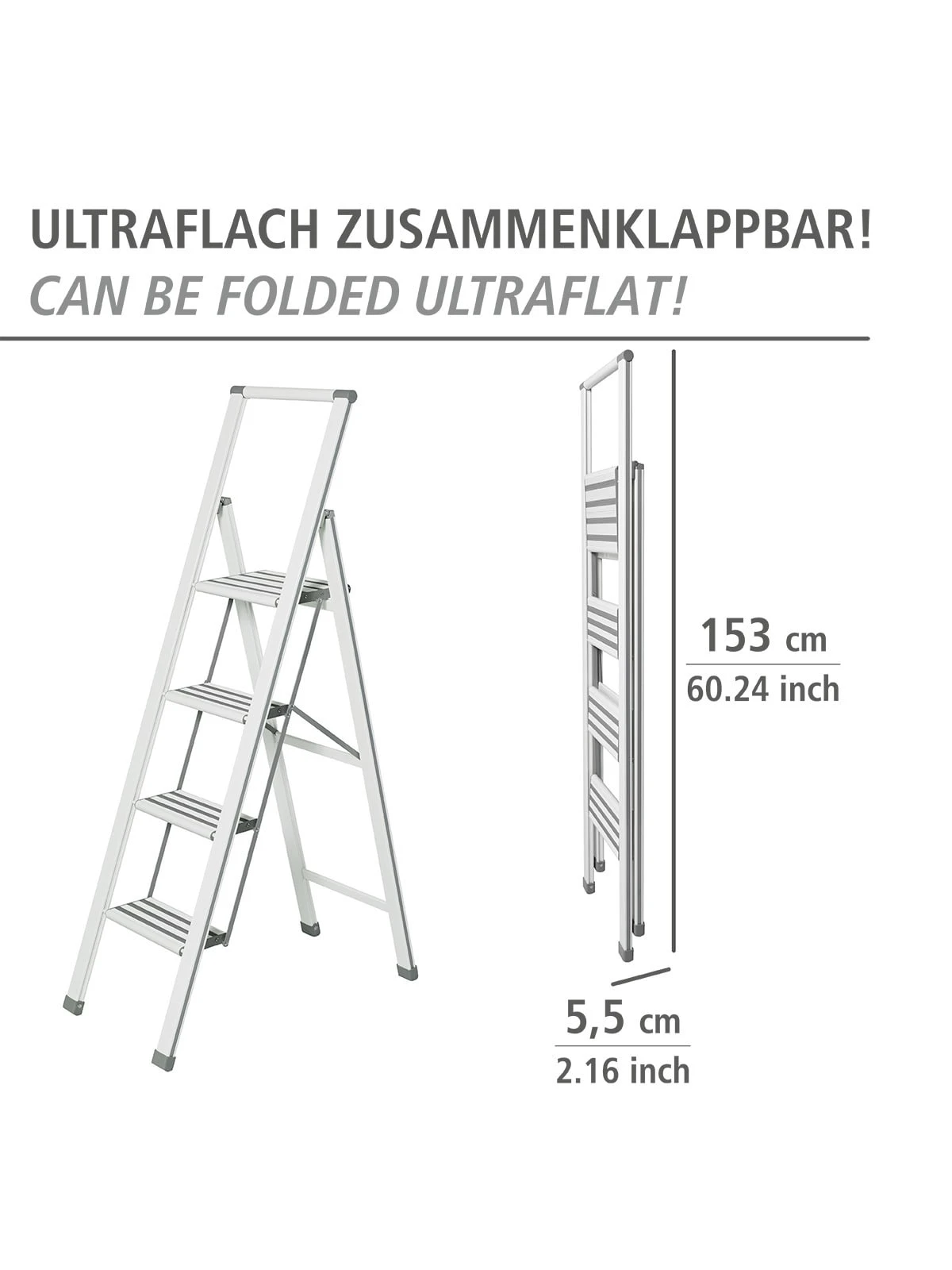 Wenko Alu-Design Klapptrittleiter 4-stufig Weiß In Weiß 15 Wenko Alu-Design Klapptrittleiter 4-stufig Weiß In Weiß – Bild 15